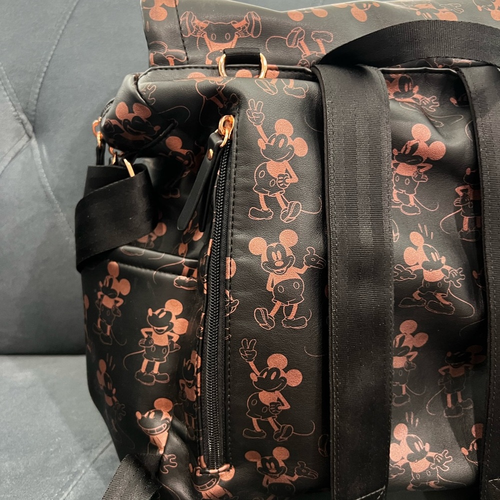 Petunia Pickle Bottom Black with Rose Gold Mickey Print Diaper Bag - Picture 4 of 11